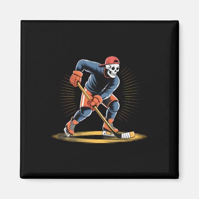 Skeleton Ice Hockey Player Funny Skater Design  Magnet (Front)