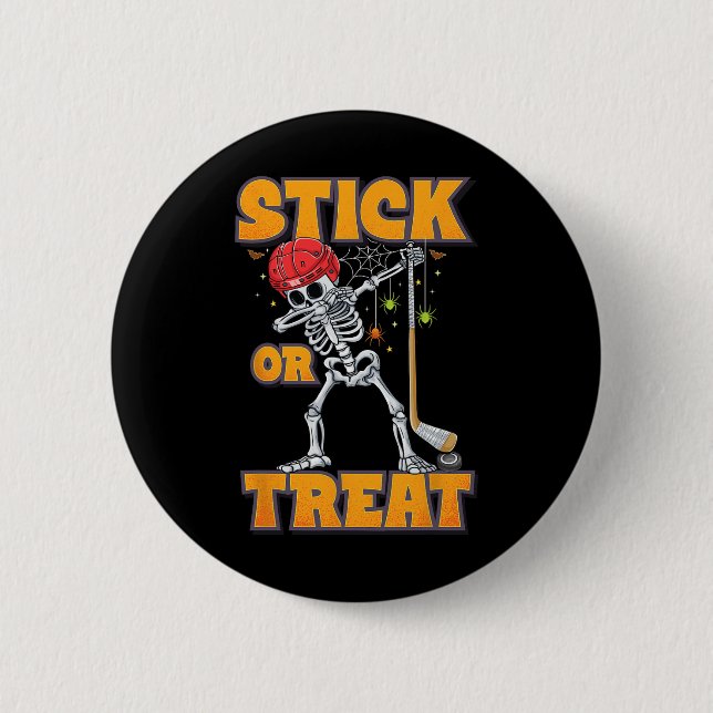 Skeleton Ice Hockey Player Halloween Costume Boys  Button (Front)