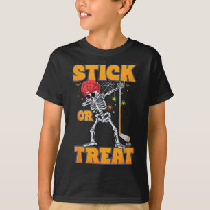 Skeleton Ice Hockey Player Halloween Costume Boys T-Shirt