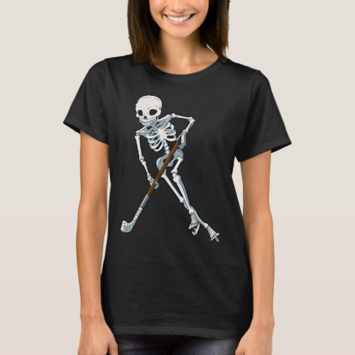 Skeleton Ice Hockey T Halloween Funny Skull Gifts  T_Shirt