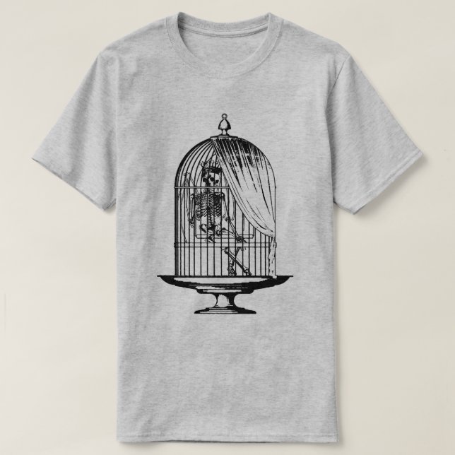 Skeleton in a Birdcage T-Shirt (Design Front)