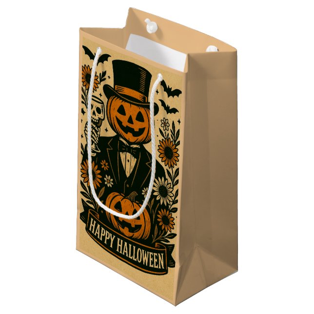 Skeleton in a Tuxedo Spooky Party Favor Bags (Front Angled)