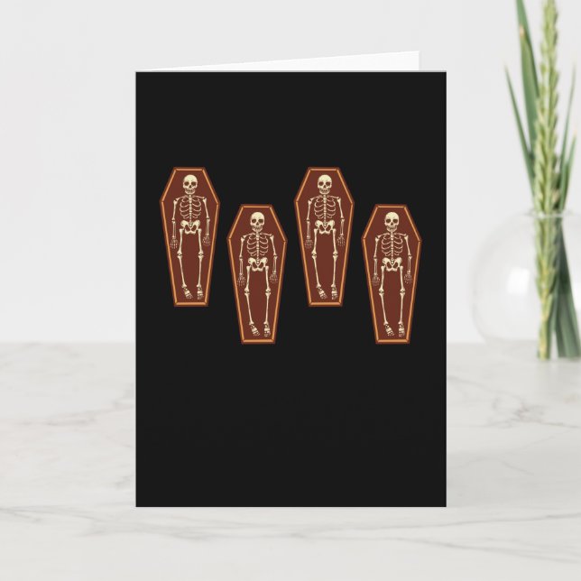 Skeleton In Coffin Coffins Halloween Card (Front)