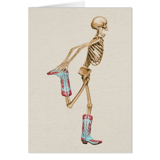 Skeleton in Colorful Cowboy Boots Cards (Front)