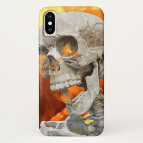 skeleton in flames iPhone x case