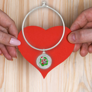 Skeleton in Red Green Shape Ornaments Hat Bokeh Bangle Bracelet