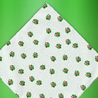 Skeleton in Santa hat Green Red Spatter Dots Bandana