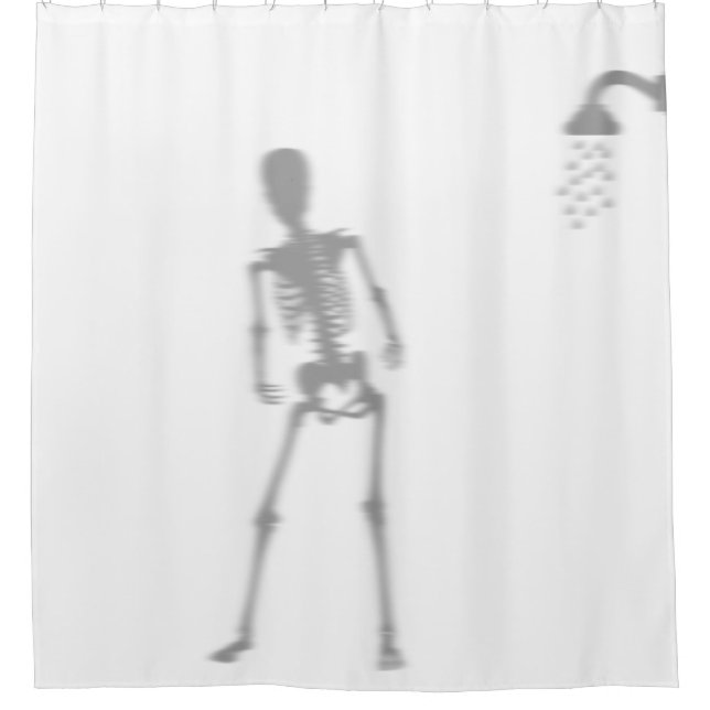 Skeleton In Shower Scary Silhouette Shadow Creepy Curtain (Front)