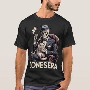 Skeleton Italian Mafia Boss Vintage Gangster Style T-Shirt