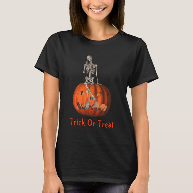 Skeleton Jack O Lantern Halloween  T-Shirt (Front)