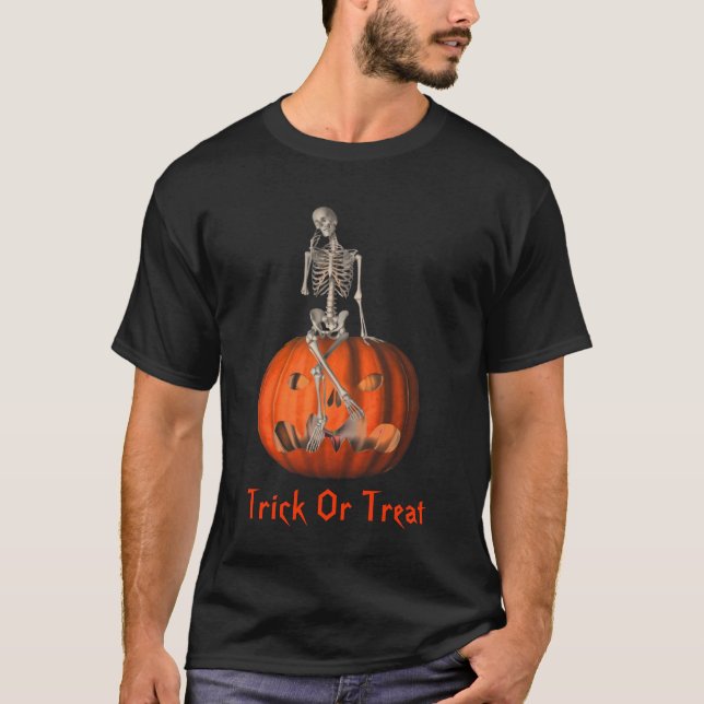 Skeleton Jack O Lantern Halloween  T-Shirt (Front)