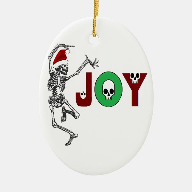 Skeleton Joy Ceramic Ornament (Front)