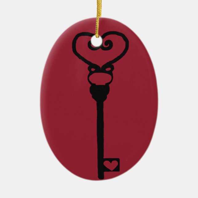 Skeleton Key Bauble Ceramic Ornament (Front)