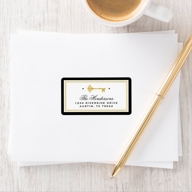 Skeleton Key | Black and Gold New Address Label (Insitu)