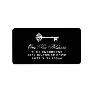 Skeleton Key Black and White New Address Label