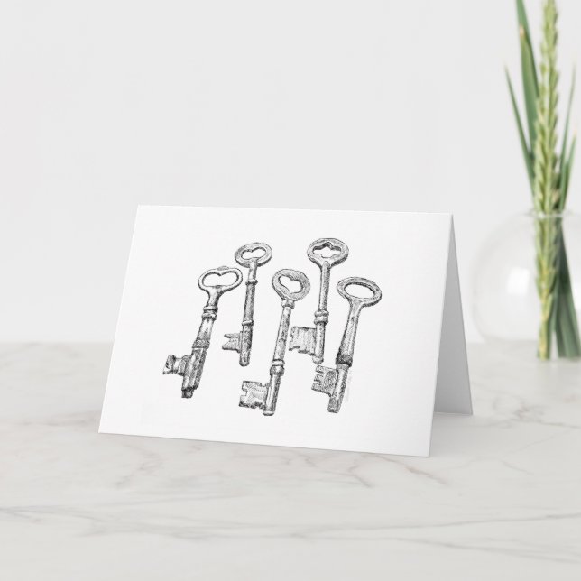 Skeleton Key Greeting Card (Blank Inside) (Front)