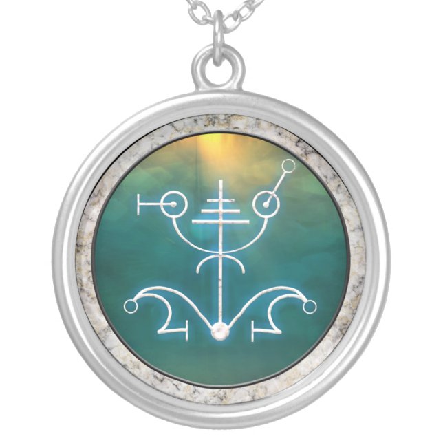 Skeleton Key Open All Doors Sigil Occult Silver Plated Necklace (Front)