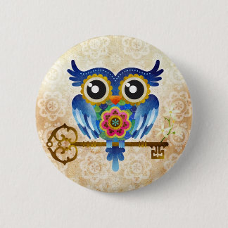 Skeleton Key Owl Pinback Button