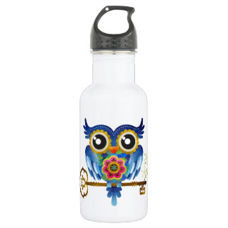 Skeleton Key Owl Stainless Steel Water Bottle