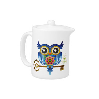 Skeleton Key Owl Teapot