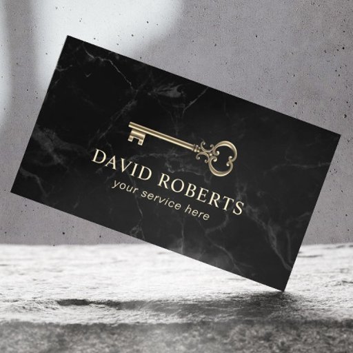 Customizable Skeleton Key Real Estate Realtor Marble Business Card