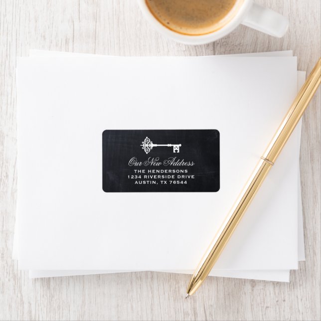 Skeleton Key | Rustic Chalkboard New Address Label (Insitu)