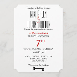 Skeleton Key Wedding Invitation