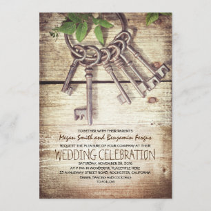 Skeleton Keys Rustic Wedding Invitations