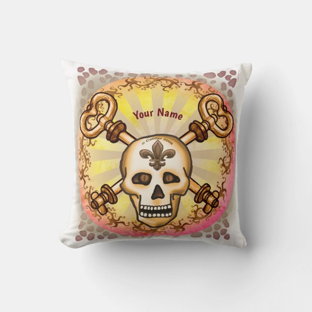 Skeleton Keys skull  Throw Pillow (Front)