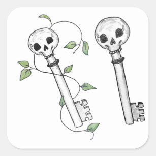 Skeleton Keys Grey and White Palette - Skeleton Key - Sticker