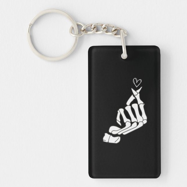 Skeleton Korean Heart For Kpop Fans Keychain (Front)