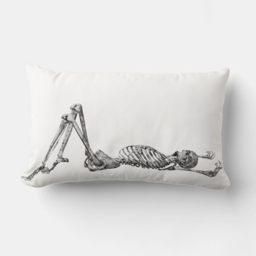 Skeleton Laying Down Black  Halloween   Lumbar Pillow