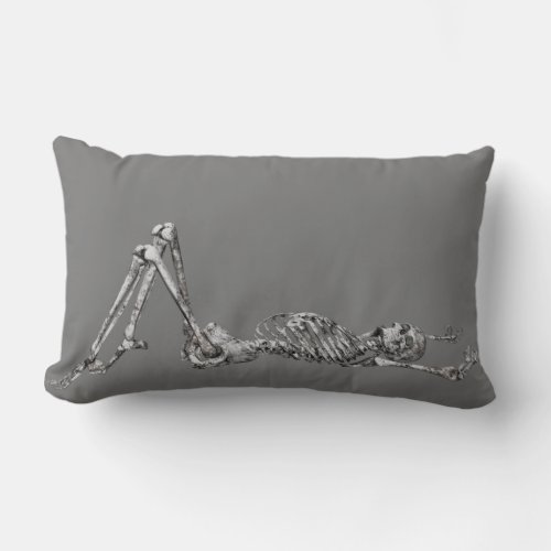 Skeleton Laying Down Black  Halloween  Lumbar Pillow