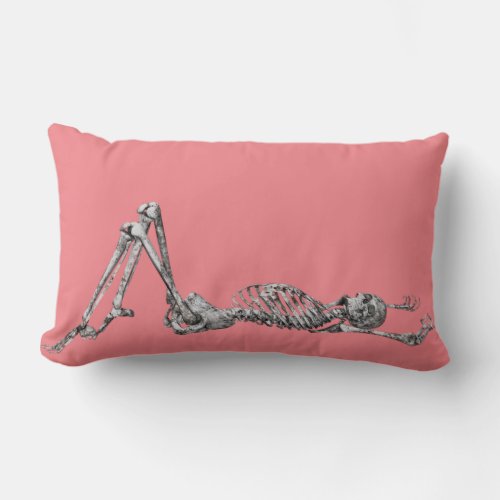 Skeleton Laying Down Black  Halloween   Lumbar Pillow