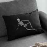 Skeleton Laying Down Black Minimalistic Halloween Lumbar Pillow<br><div class="desc">This design may be personalized by choosing the Edit Design option. You may also transfer onto other items. Contact me at colorflowcreations@gmail.com or use the chat option at the top of the page if you wish to have this design on another product or need assistance with this design. See more...</div>