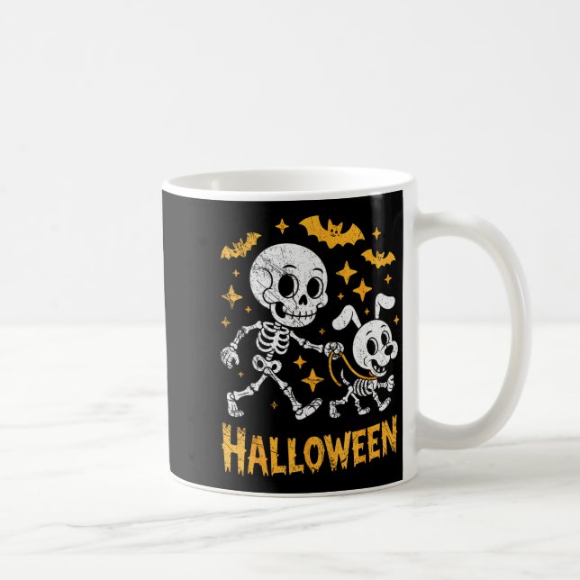 Skeleton Leads Dog Funny Skull Pet For Halloween C Coffee Mug (Right)