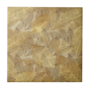 Skeleton Leaves Gold & Copper tile