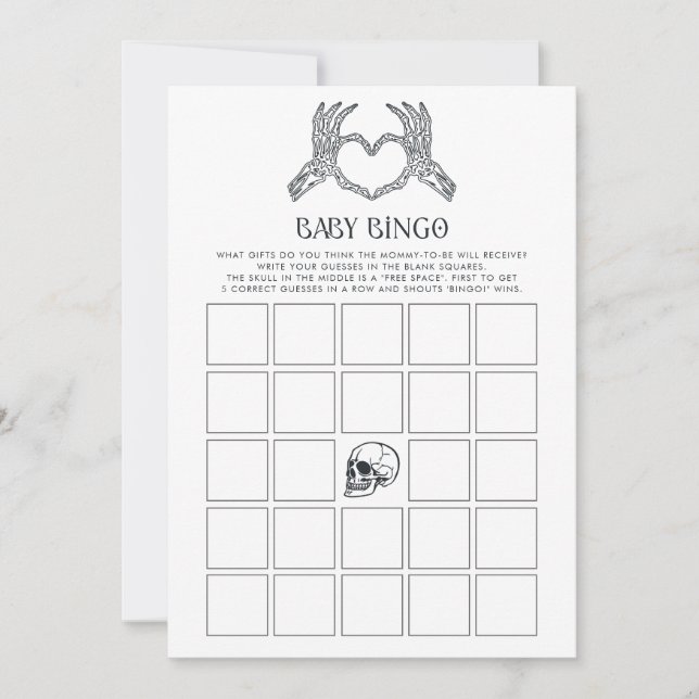 Skeleton Little Boo Baby Bingo Baby Shower Game (Front)