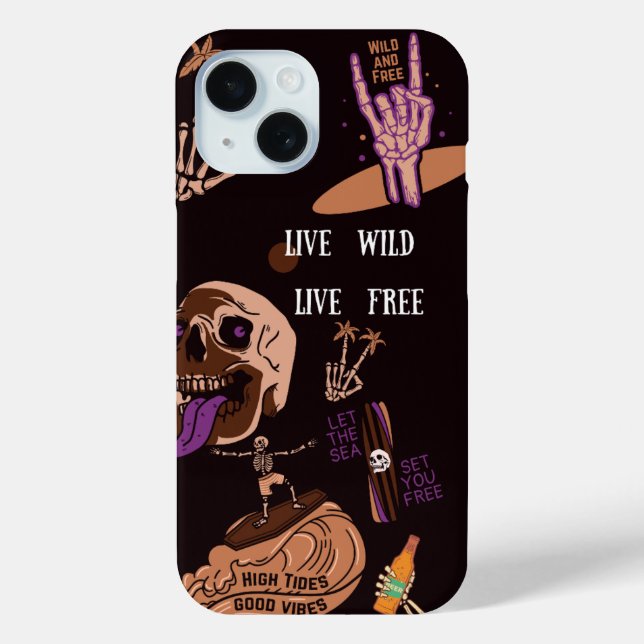 Skeleton, Live Wild, Live Free Case-Mate iPhone Case (Back)