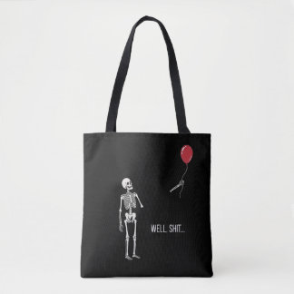 Skeleton Lost Balloon, Dark Humor Halloween Tote Bag