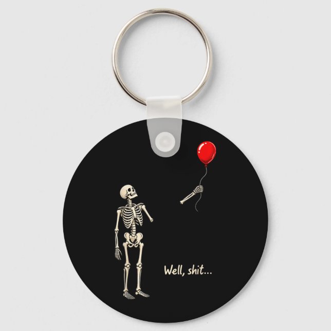 Skeleton Lost Balloon Stuff Funny Saying Quote Men Keychain (Front)