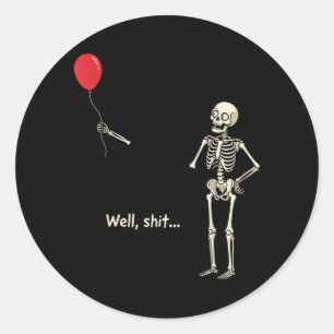 Skeleton Lost Balloon Stuff Skeleton Funny Classic Round Sticker