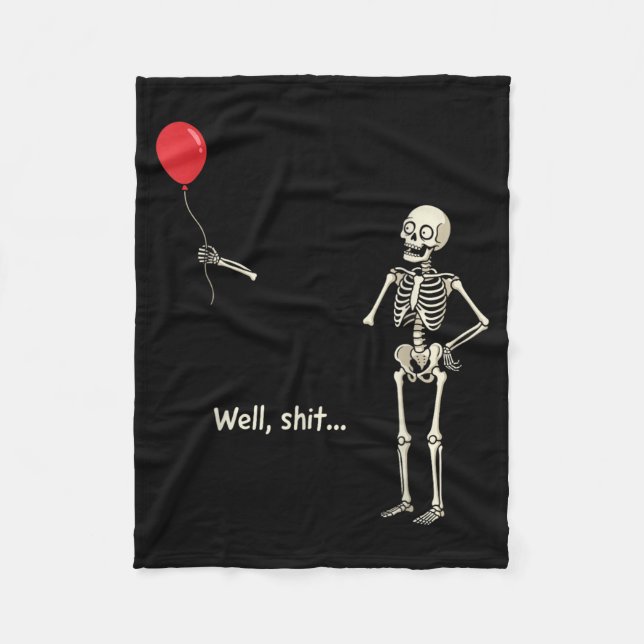 Skeleton Lost Balloon Stuff Skeleton Funny Fleece Blanket (Front)