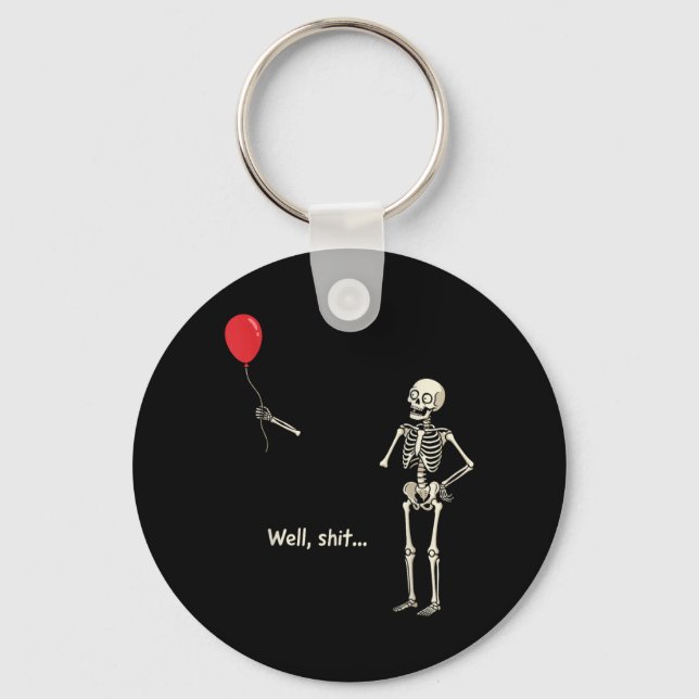 Skeleton Lost Balloon Stuff Skeleton Funny Keychain (Front)