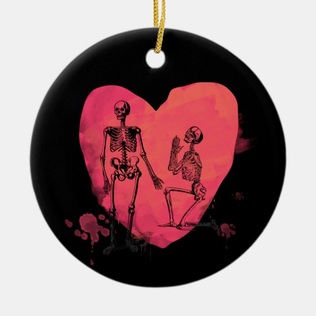 Skeleton Love Ceramic Ornament (Front)