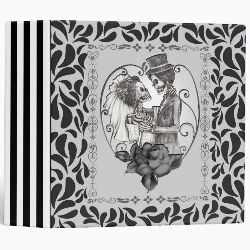 Skeleton Love Couple Marriage Dance 3 Ring Binder