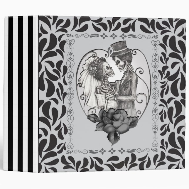 Skeleton Love Couple Marriage Dance 3 Ring Binder (Front/Spine)
