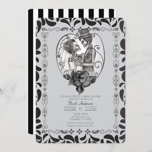 Skeleton Love Couple Marriage Dance Bridal Shower Invitation