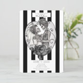 Skeleton Love Couple Marriage Dance Gothic Wedding Invitation (Standing Front)