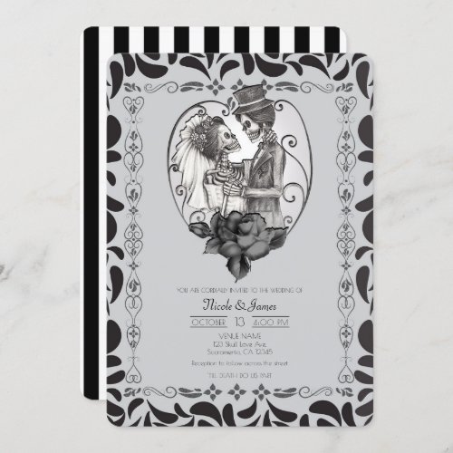 Skeleton Love Couple Marriage Dance Gothic Wedding Invitation